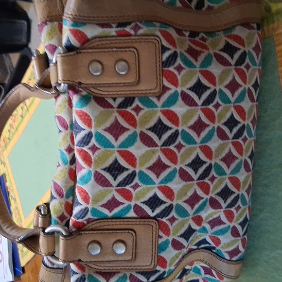 Fossil Multicolor Leaf Pattern Satchel - Picture 4 of 10